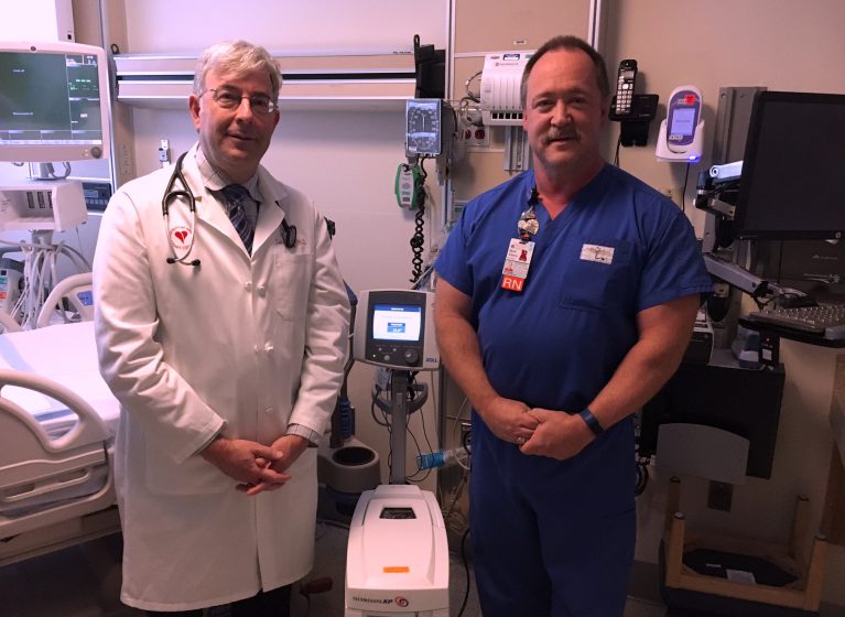 Lawrence W. Gimple, MD, and Mark Adams, nurse manager of UVA's Coronary Care Unit, have developed a new way to predict how patients will recover from cardiac arrest.