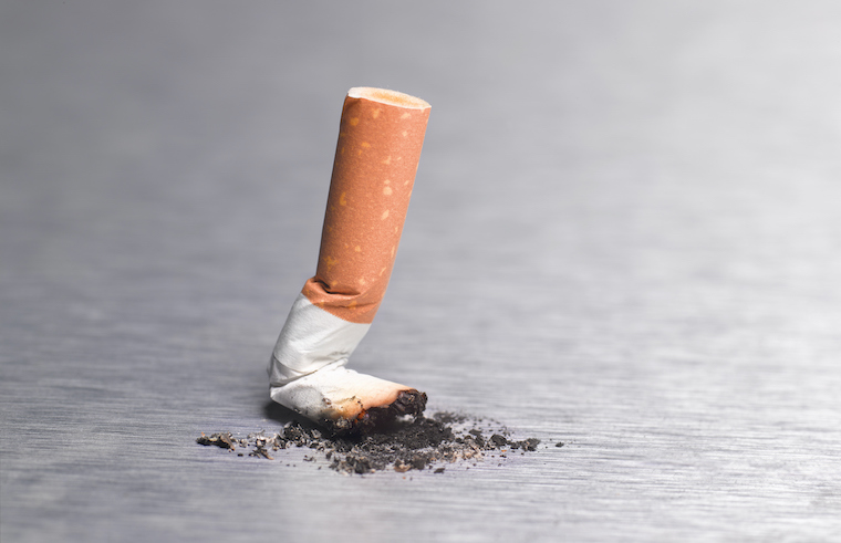 A snuffed-out cigarette butt
