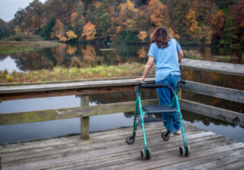 A woman with her walker